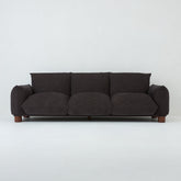 Front view of Sumi 3-Seater Sofa in Charcoal finish showcasing pillowy cushions